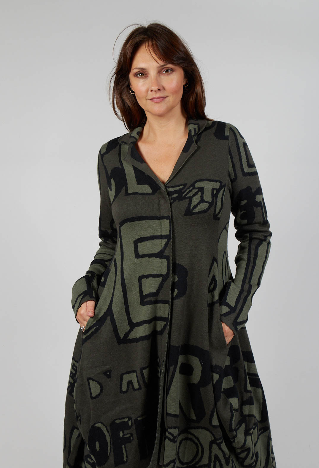 Tulip Hem Coat in Jungle Camp Jacquard