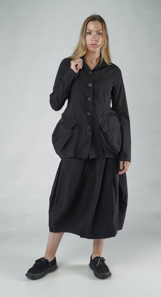 PRE-ORDER - Tulip Hem Jacket in Black Tulip Hem Jacket in Black