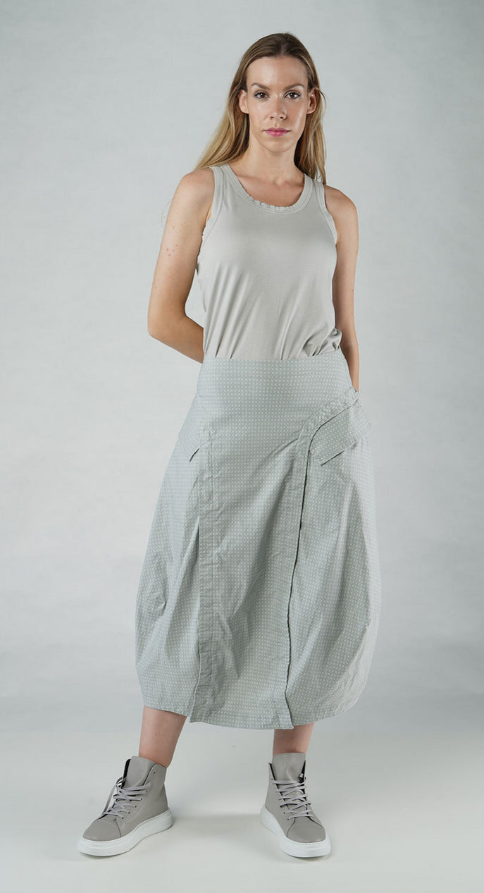 PRE-ORDER - Tulip Skirt with Front Panel in Grey Print Tulip Skirt with Front Panel in Grey Print (Pictured in Grey Check)