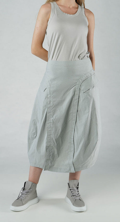 PRE-ORDER - Tulip Skirt with Front Panel in Grey Print Tulip Skirt with Front Panel in Grey Print (Pictured in Grey Check)