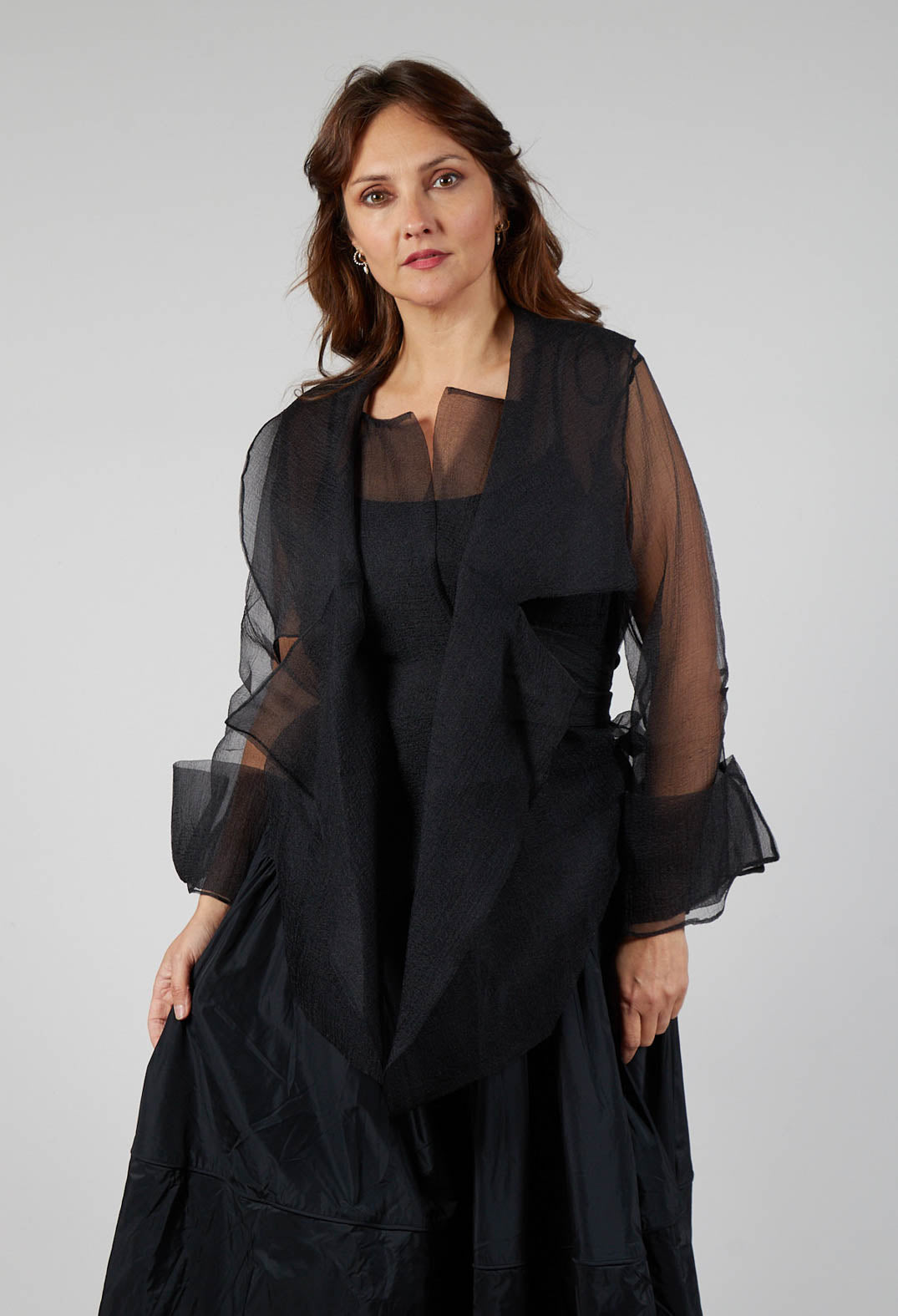 Tulle Open Jacket in Black