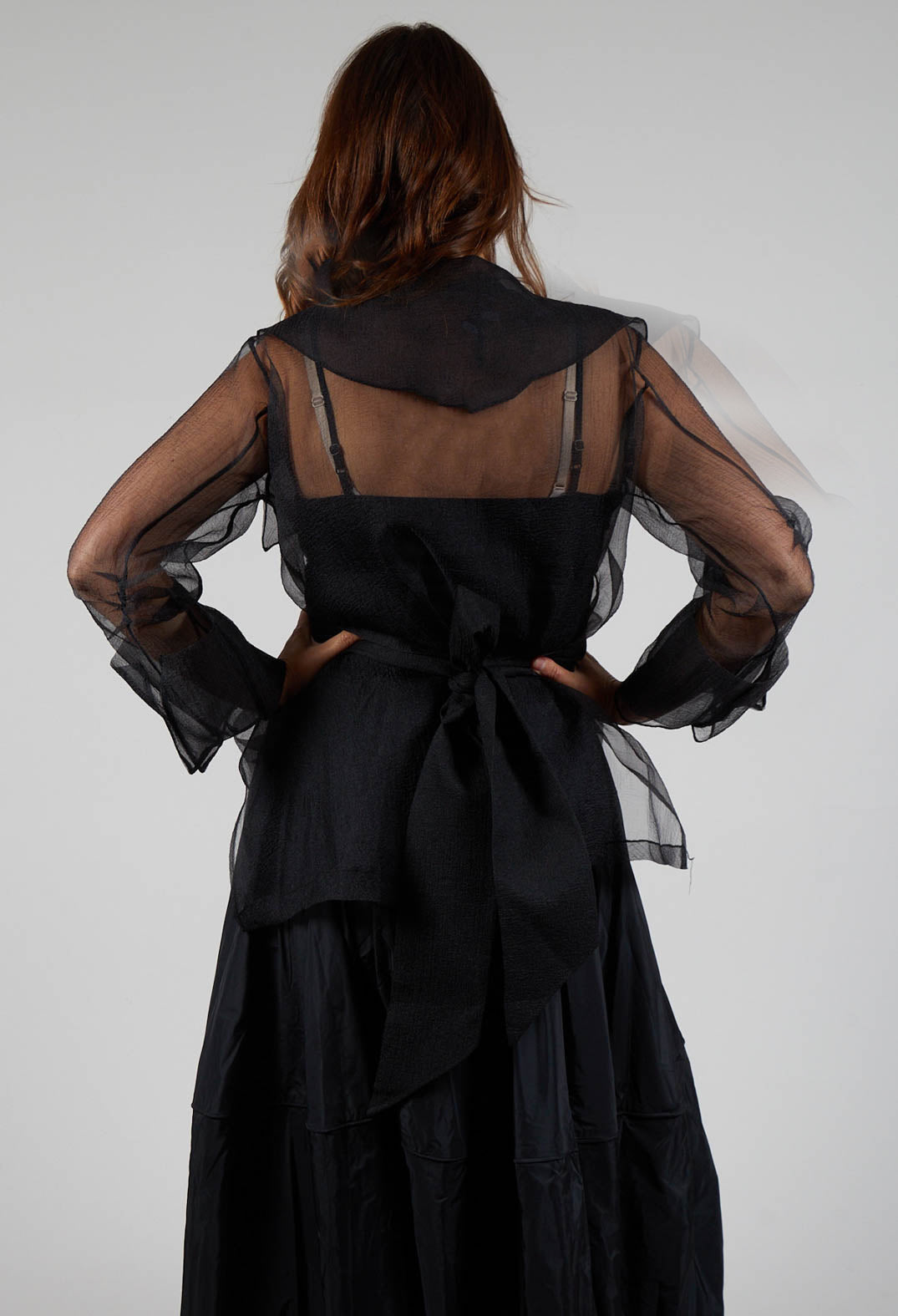 Tulle Open Jacket in Black