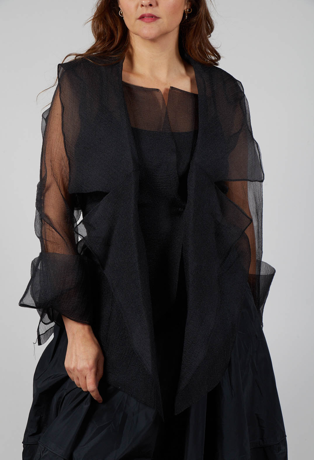 Tulle Open Jacket in Black