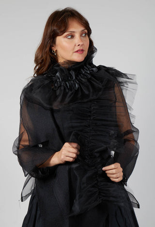 Tulle Ruched Scarf in Black