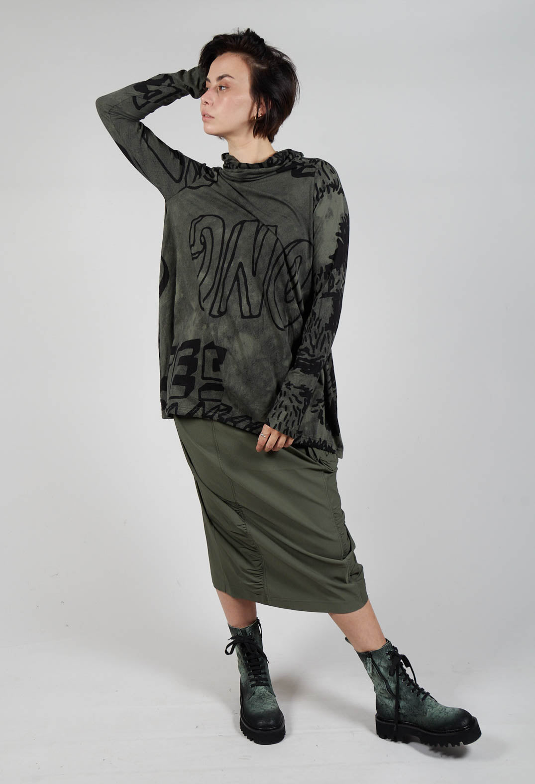 Tunic Dress with Lettering Design in Camp Print