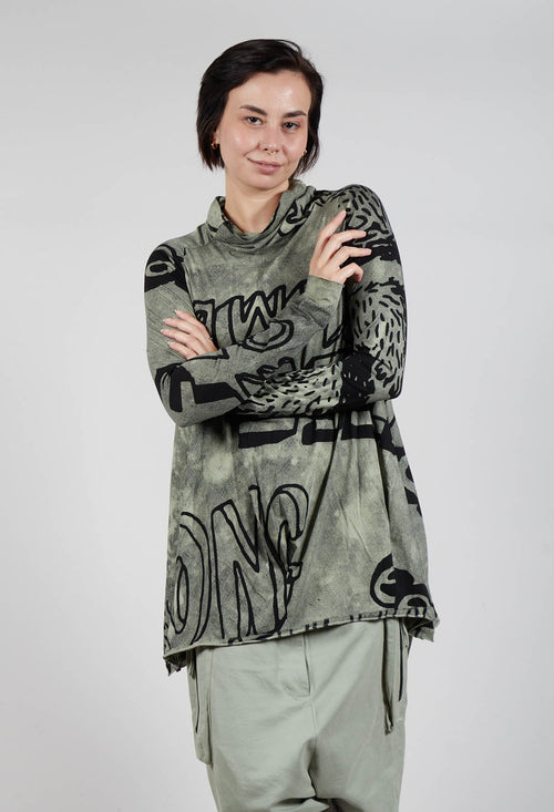 Tunic Dress with Lettering Design in Defender Print