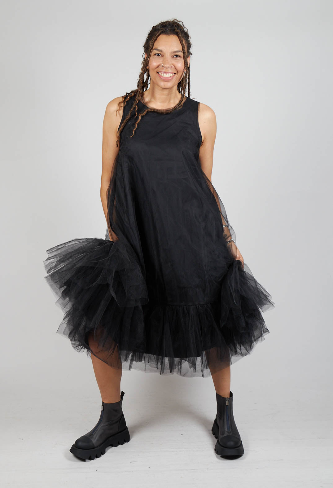 Tutu Mesh Dress in Black