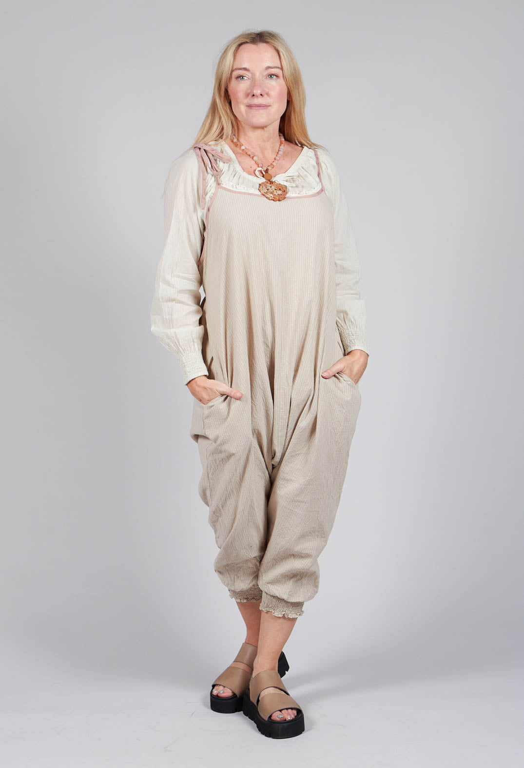 Alain Jumpsuit in Striped Linen