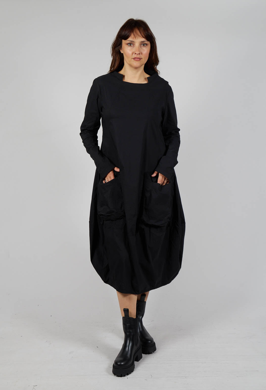 Utility Dress with Long Sleeves in Black