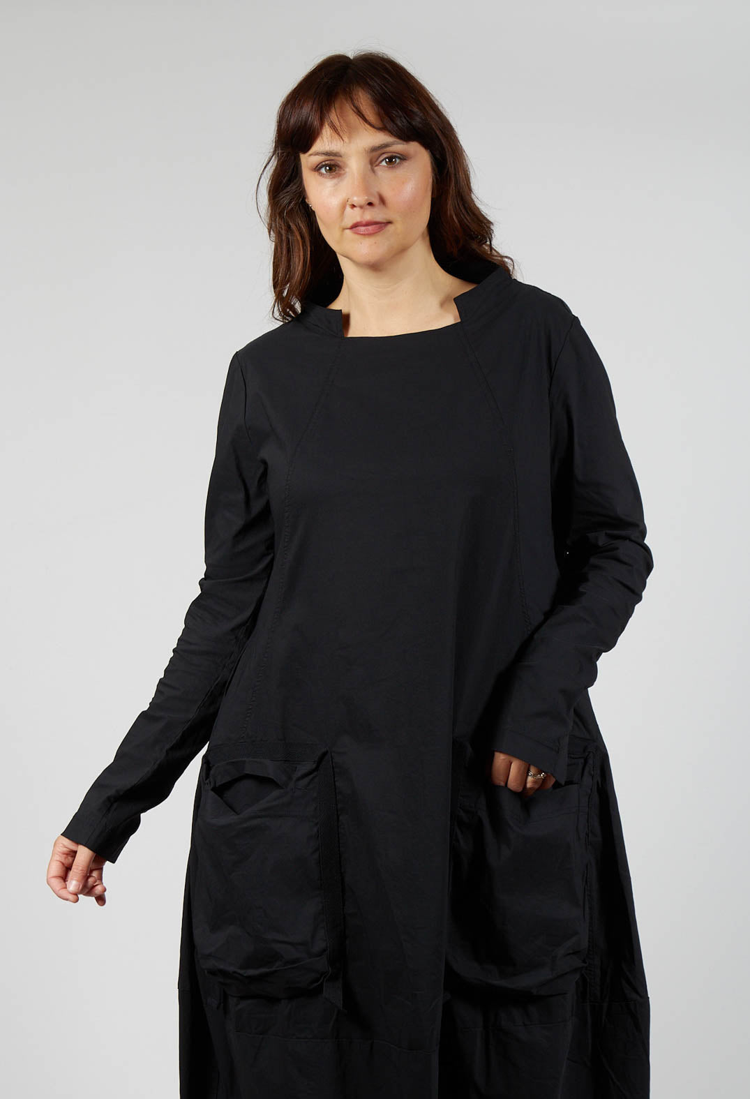 Utility Dress with Long Sleeves in Black