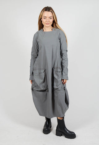 Utility Dress with Long Sleeves in Rock