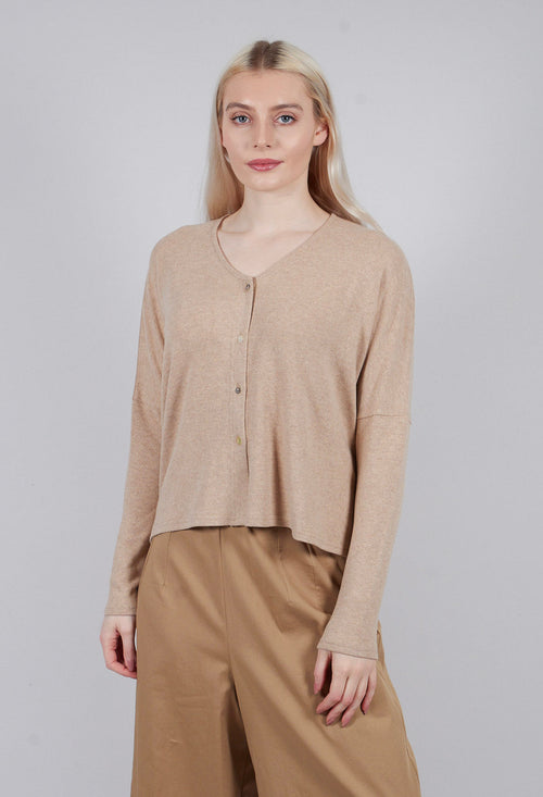 V-Neck Cardigan in Sand