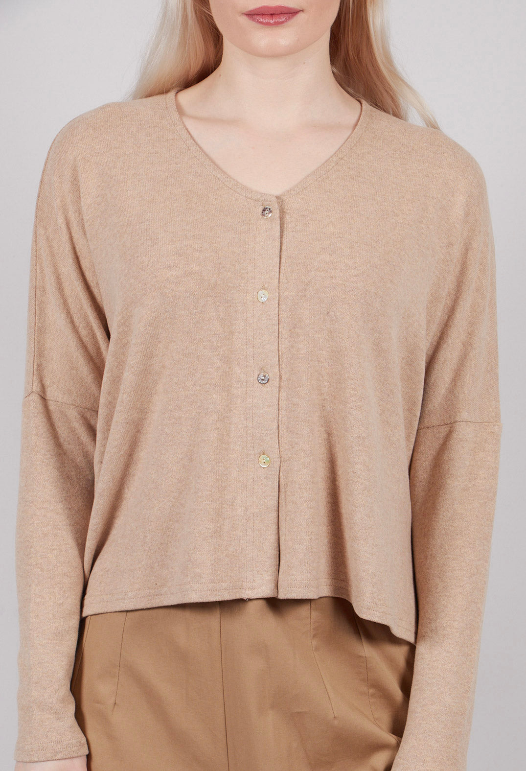 V-Neck Cardigan in Sand