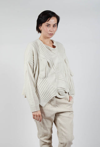 V-Neck Ribbed Jumper in Bone Mel