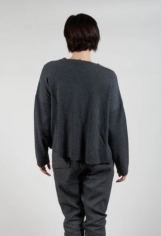 V-Neck Ribbed Jumper in Slate Mel