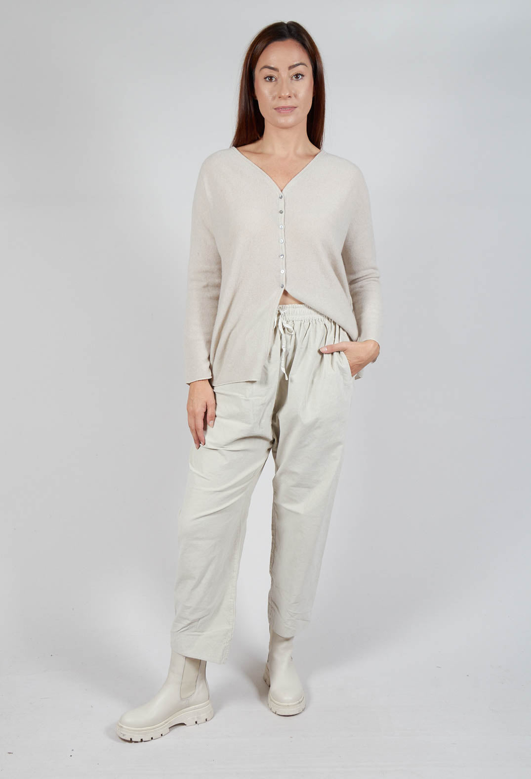 Velevt Braghe Trousers in Off White