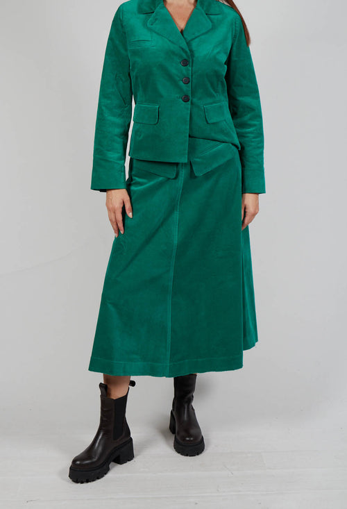 Velvet A-Line Skirt in Green