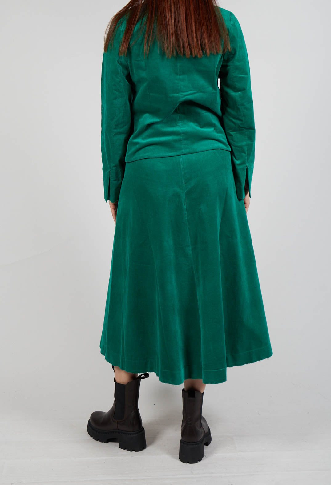 Velvet A-Line Skirt in Green