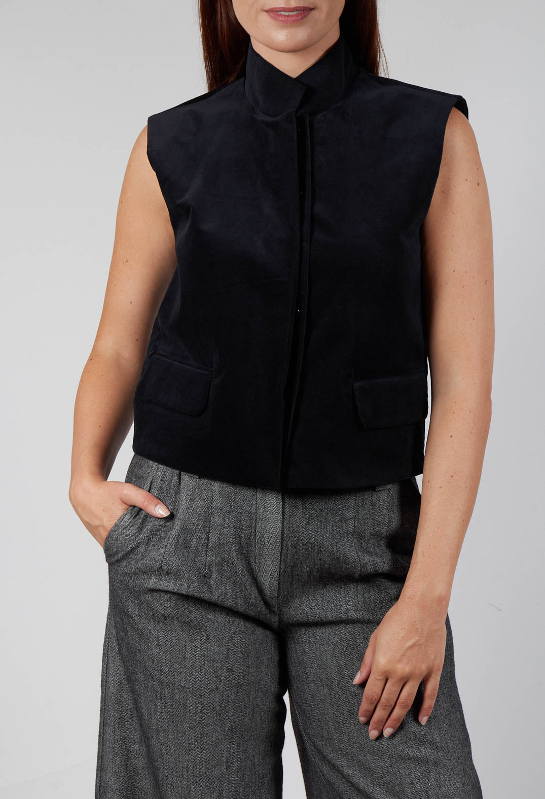 Velvet Gillet in Black