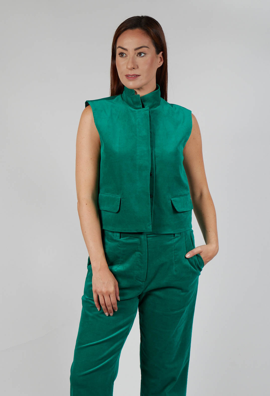 Velvet Gillet in Green