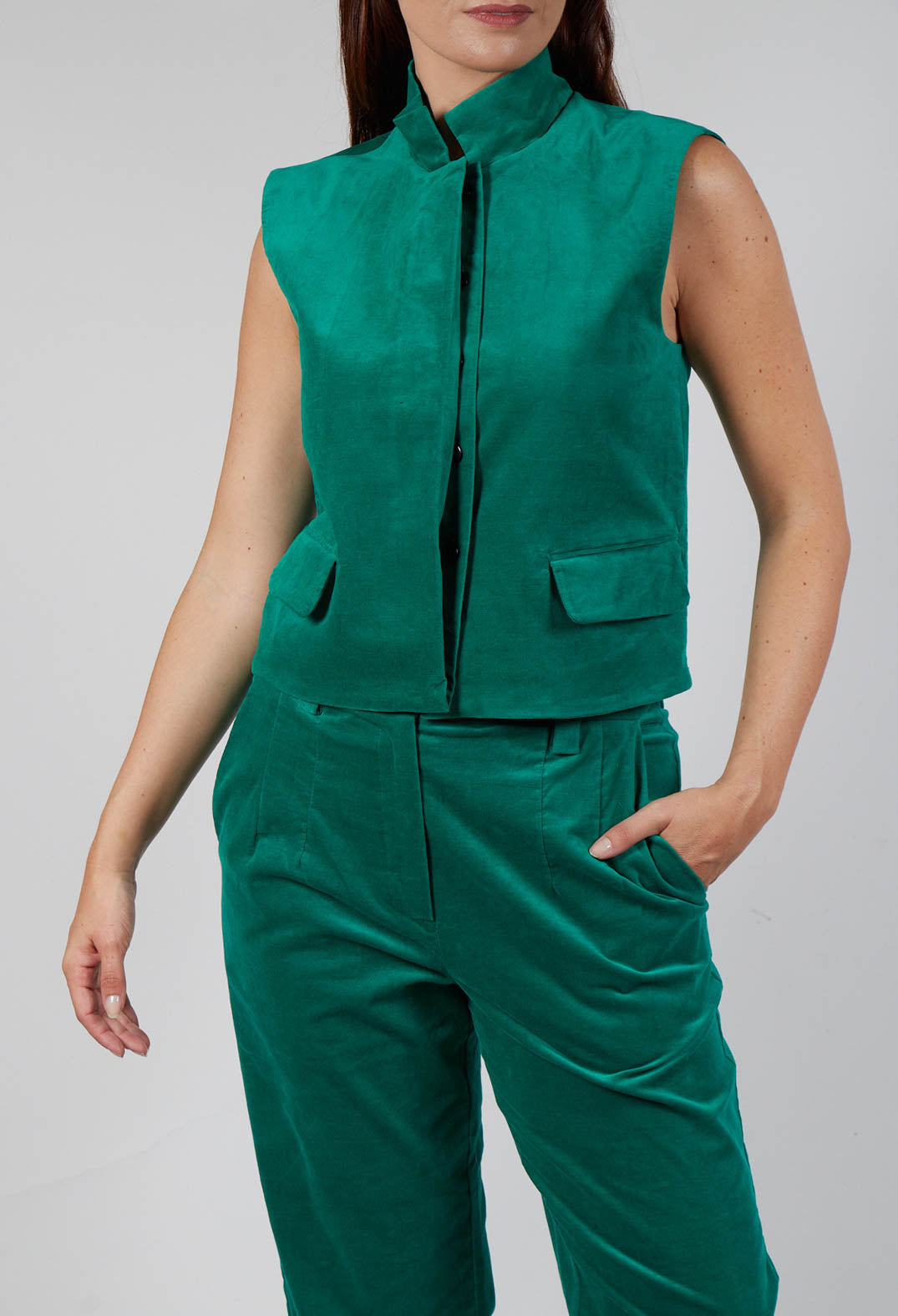 Velvet Gillet in Green