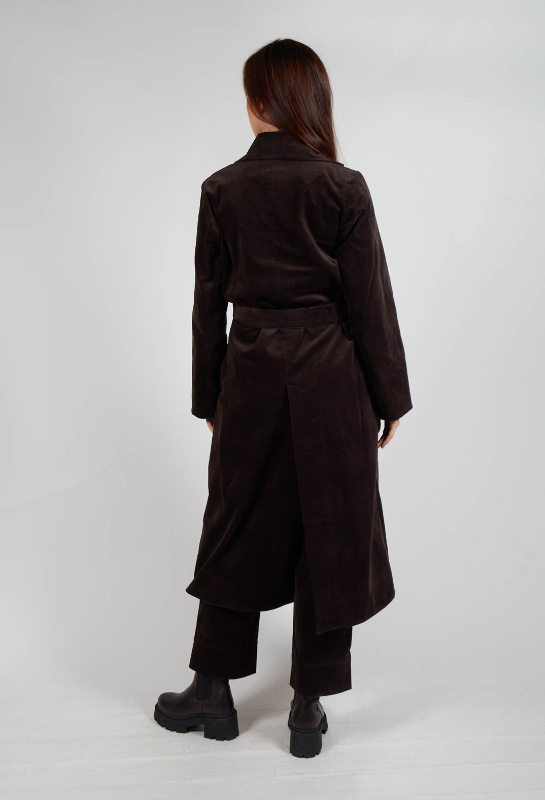 Velvet Long Coat in Chocolate