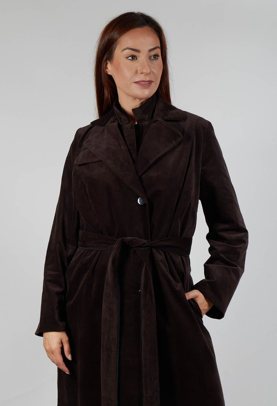 Velvet Long Coat in Chocolate