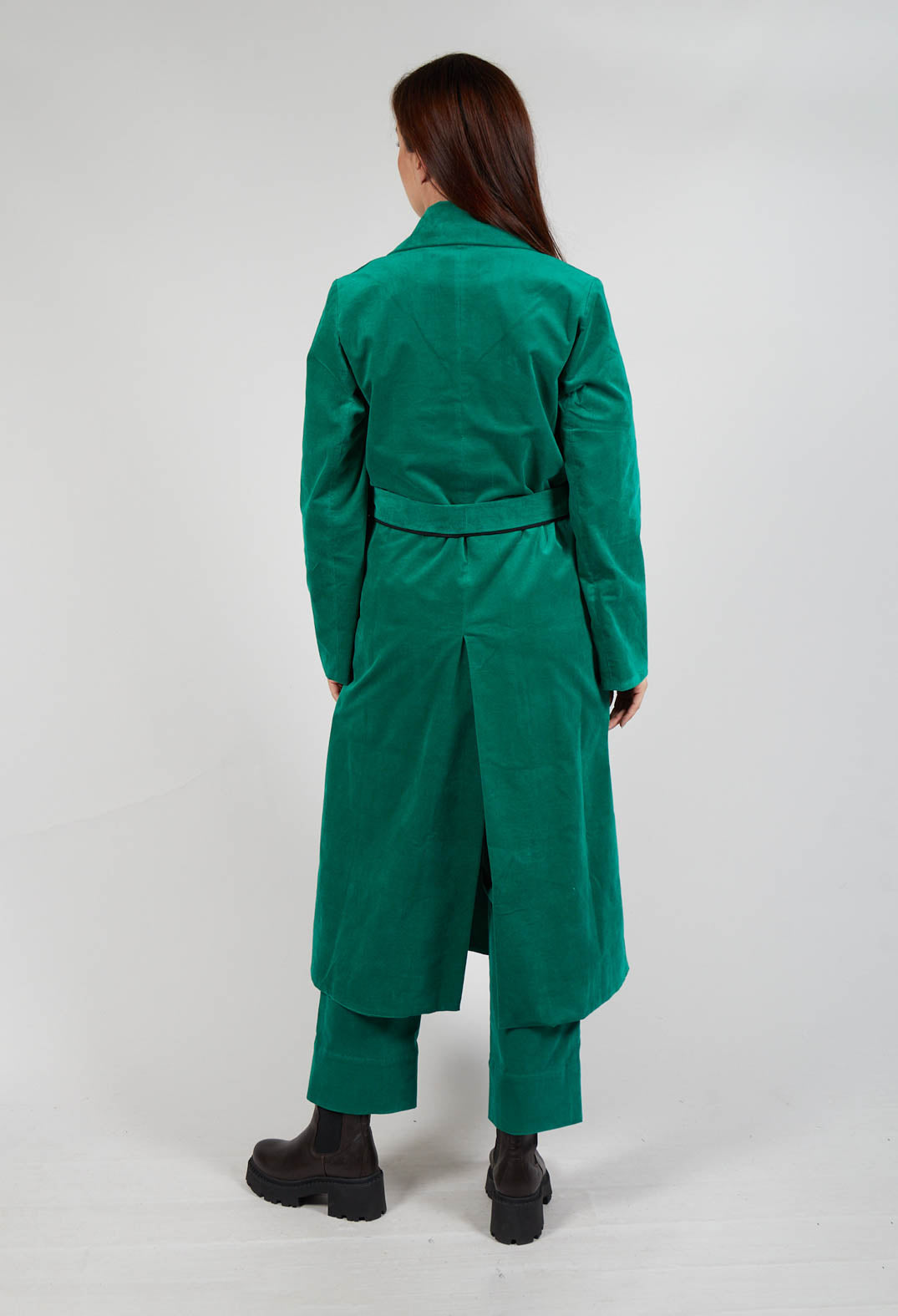 Velvet Long Coat in Green