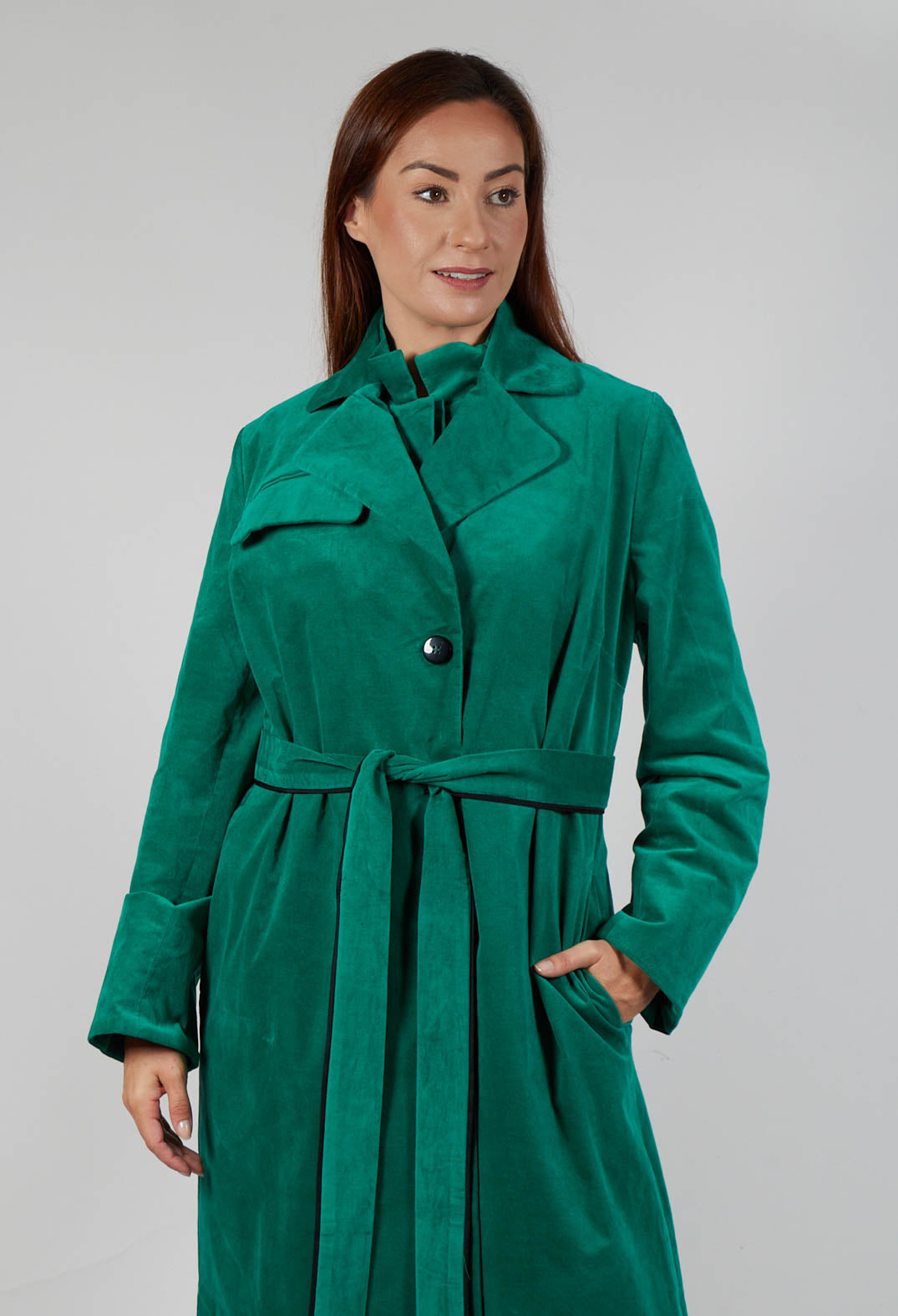 Velvet Long Coat in Green