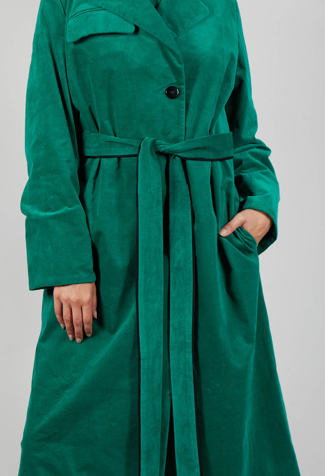 Velvet Long Coat in Green