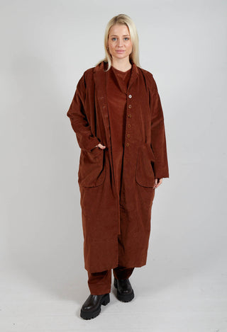 Velvet Long Coat in Rust