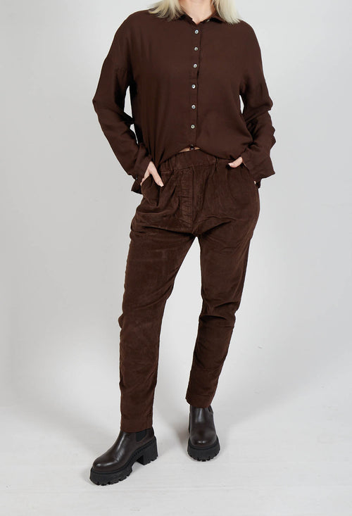 Velvet Slim Trousers in Coffee