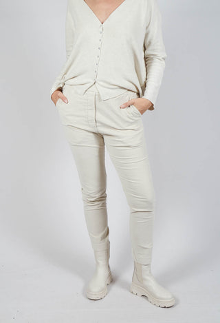 Velvet Slim Trousers in Off White