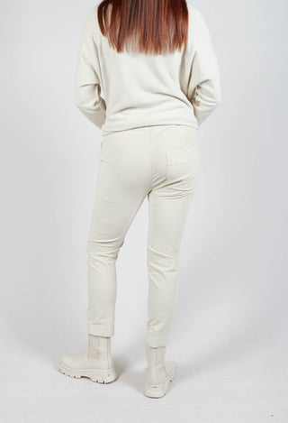 Velvet Slim Trousers in Off White