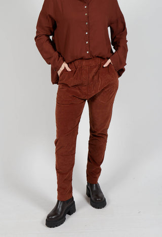 Velvet Slim Trousers in Rust