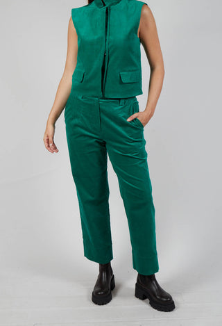 Velvet Straight Leg Trousers in Green