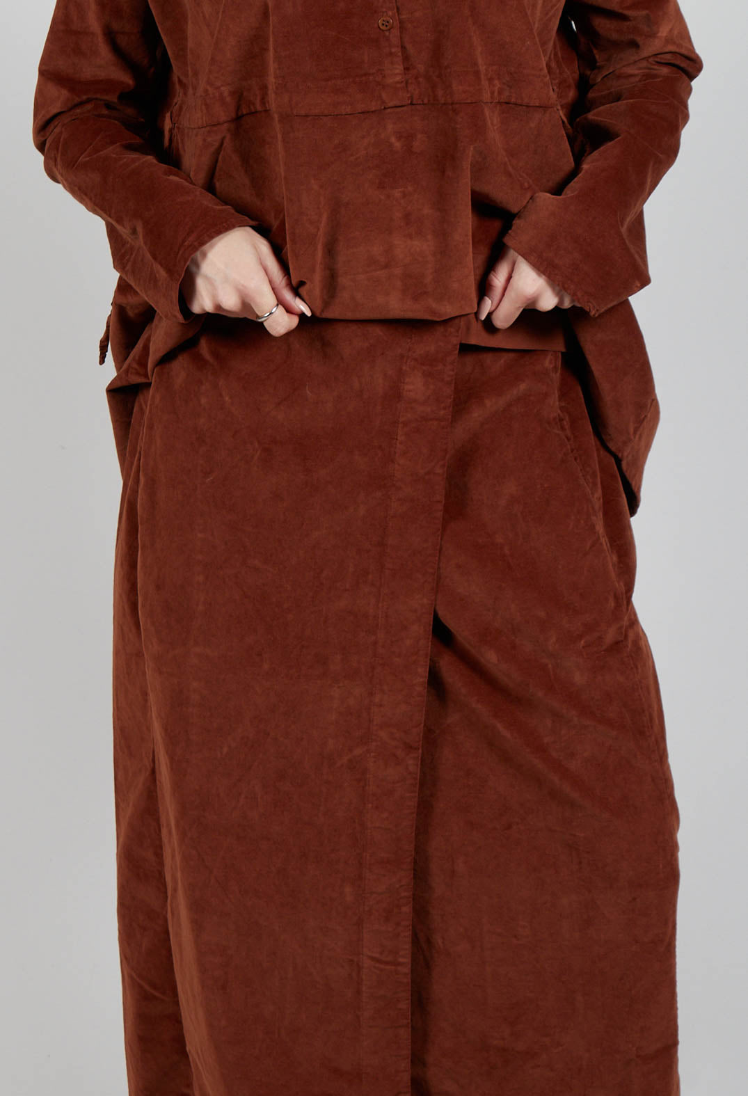 Velvet Wrap Skirt in Rust