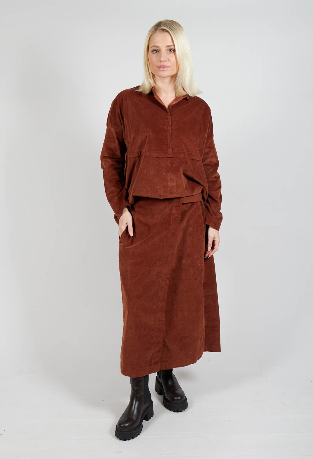 Velvet Wrap Skirt in Rust