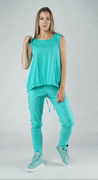 PRE-ORDER - Vest Top with Drawstring Hem in Navy (Pictured in Aqua)