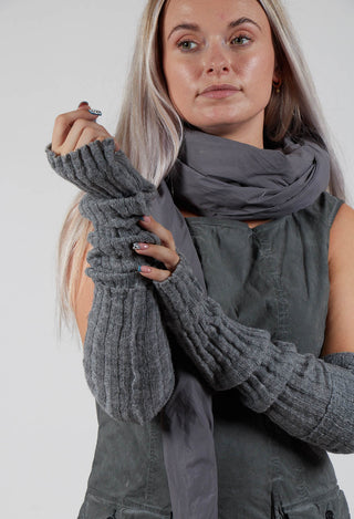 Virgin Wool Arm Warmers in Pencil Mel