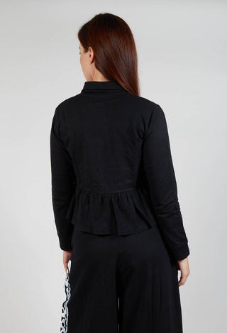 Waved Hem Peplum Jacket in Black