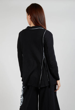 White Raw Edging Jacket in Black