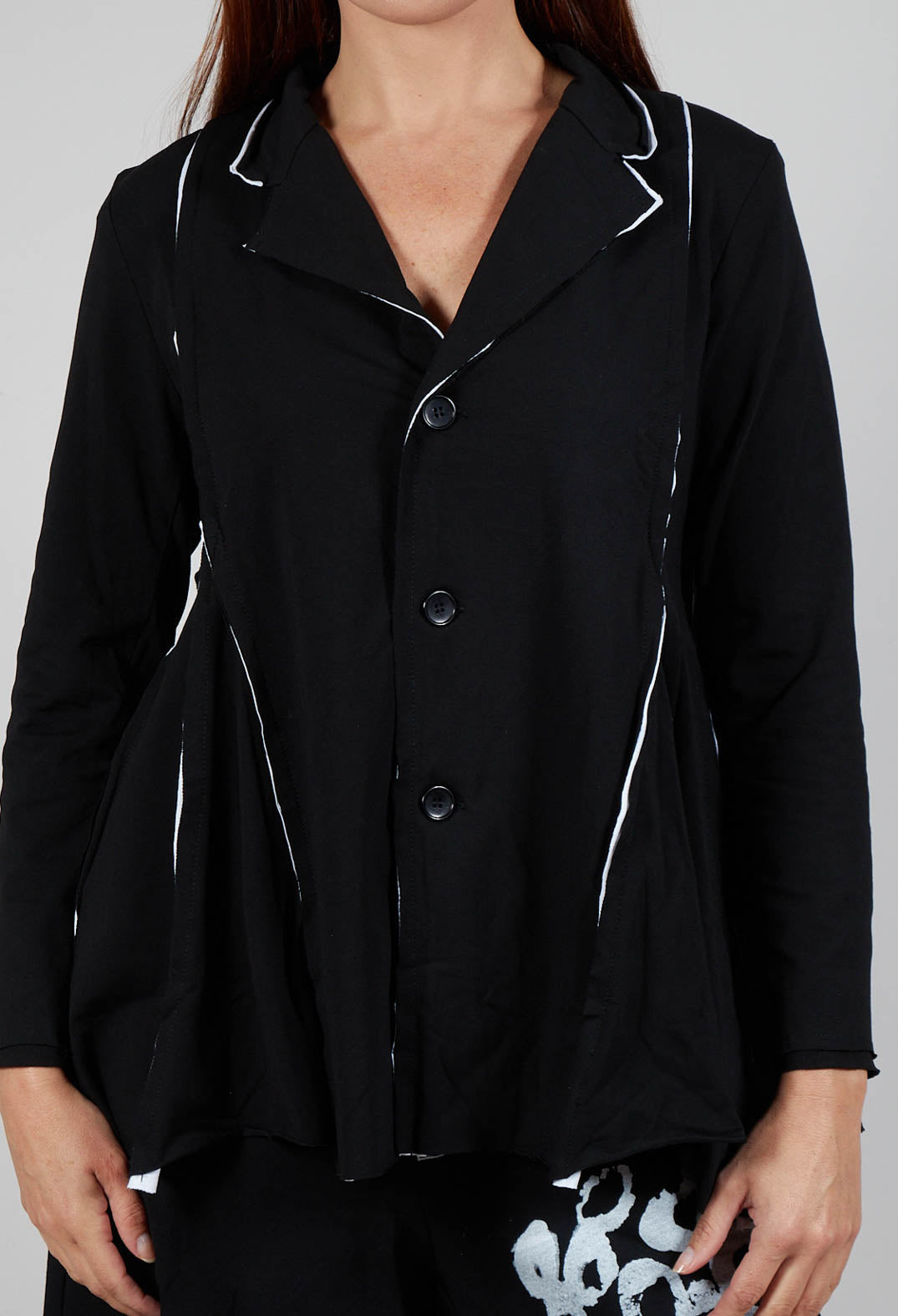 White Raw Edging Jacket in Black