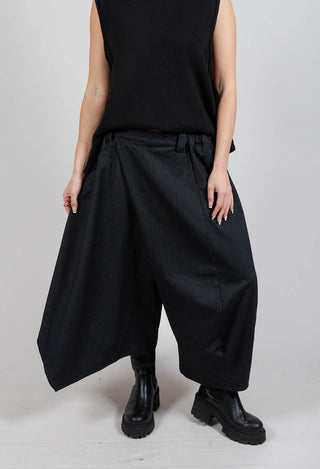 Wide Leg Culottes in Black Pinstripe