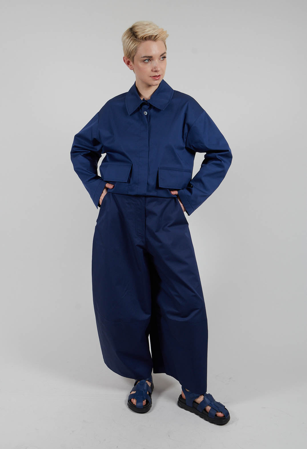 Wide Leg Trouser in Azure Blue