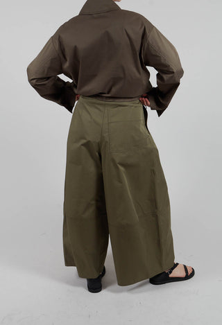 Wide Leg Trouser in Dark Khaki