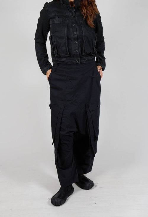 Wide Leg Trousers with Statement Pockets in Black