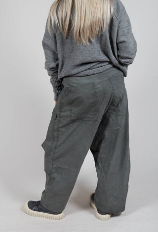 Wide Leg Trousers with Statement Pockets in Pencil Cloud