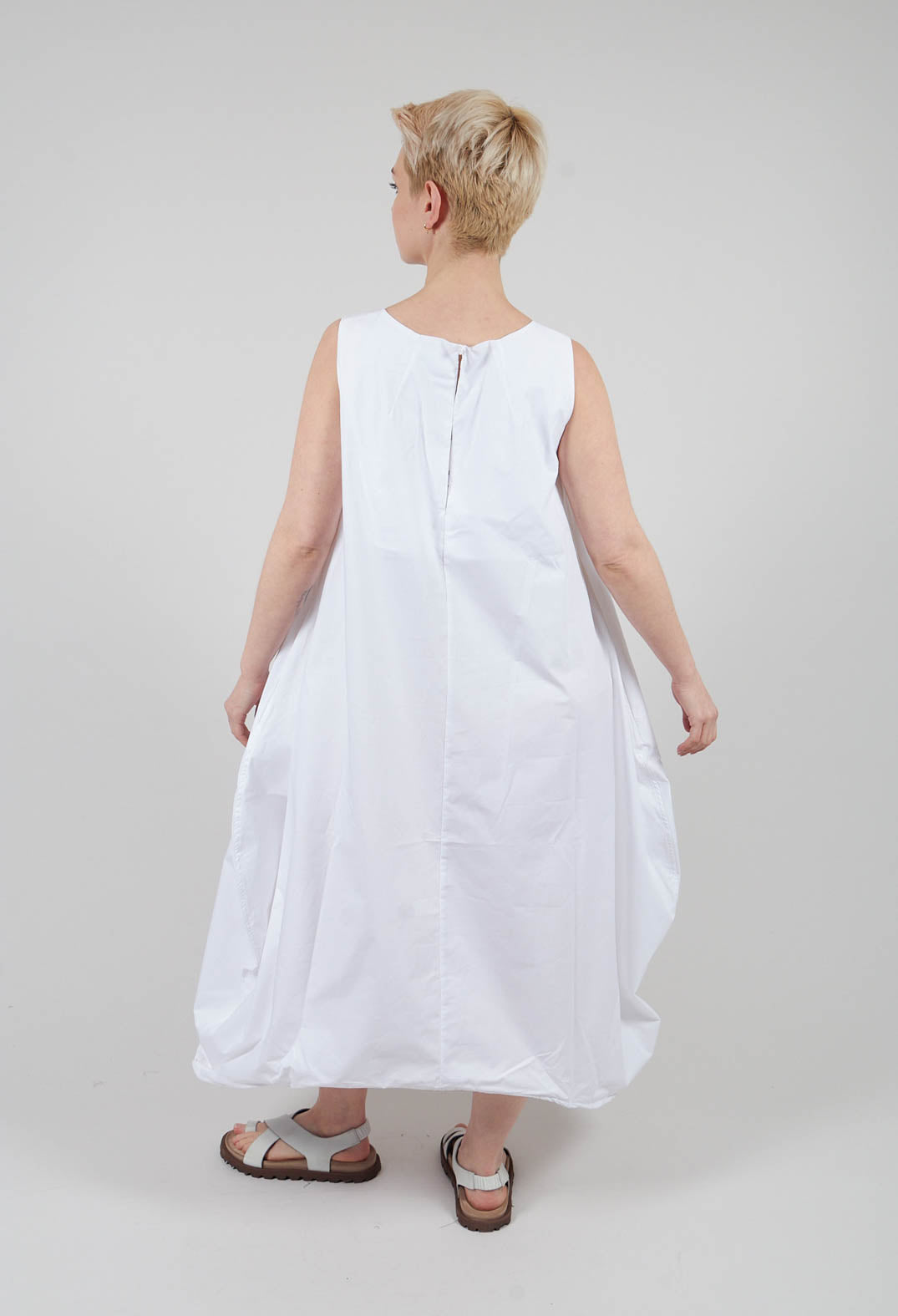 Wire Hem Dress in Off White