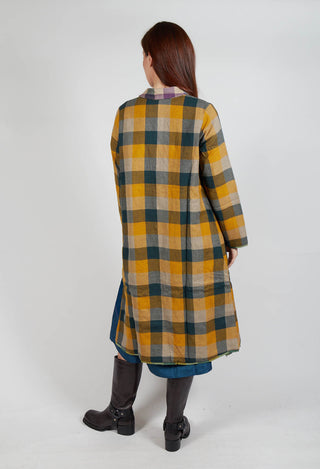 Wool Brock Coat in Mustard Multicolour